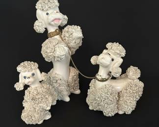 Vintage Spaghetti Poodle Figurines with Chain