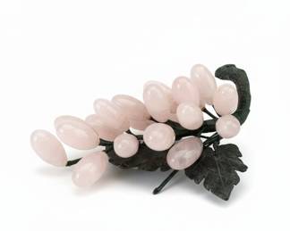 Rose Quartz and Jade Grape Cluster Sculpture