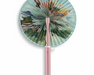 Decorative Folding Fan with Asian Scenery