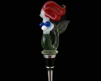 Hand-Blown Glass Mermaid Bottle Stopper