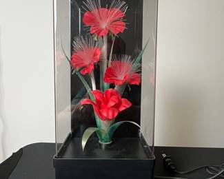 Vintage Fiber Optic Flower Music Box Lamp