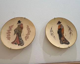 Vintage Japanese Geisha Decorative Plates