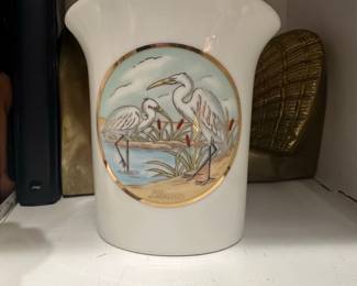 Porcelain Vase with Heron Scene and "Florida" Inscription