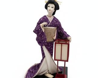 Vintage Japanese Geisha Doll in Display Case