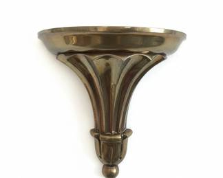 Vintage Brass Fluted Wall Shelf Sconce