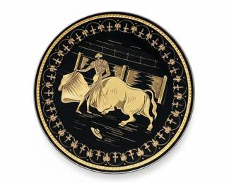 Damascene Bullfighting Scene Decorative Plate