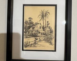 J.C. Newton 1973 Florida Landscape Sketch