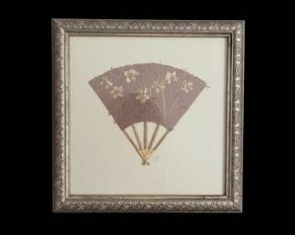 Framed Pressed Flower Japanese Style Fan Art