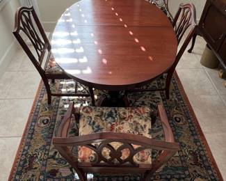 Mahogany Chippendale Style Dining Table with Four Chairs