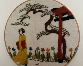 Japanese Geisha Embroidery Hoop Art