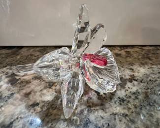 Swarovski Crystal Orchid Blossom Figurine with Pink Accent