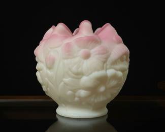 Fenton Art Glass "Rose Bowl" Opalescent Glass Vase with Pink Overlay