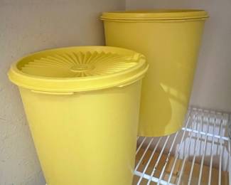 Vintage Yellow Tupperware Servalier Canisters