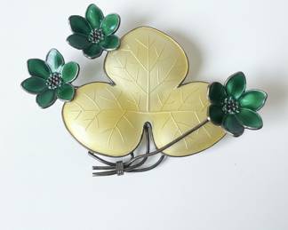 David-Andersen Sterling Silver and Enamel Clover Brooch