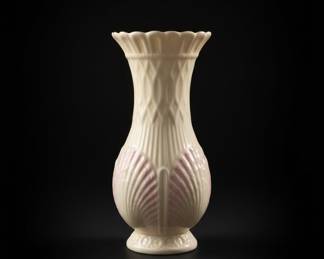 Belleek "Shamrock" Vase with Pink Accents