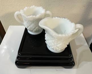 Westmoreland Thumbelina Milk Glass Creamer and Sugar Set