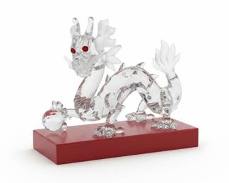 Swarovski Crystal Dragon Figurine with Red Gemstone Eyes