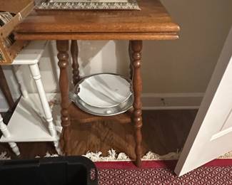 Victorian Oak Parlor Table with Glass Ball and Claw Feet