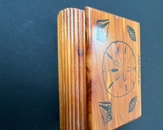 Cedar Wood Keepsake Box with Sand Dollar and Seashell Motif