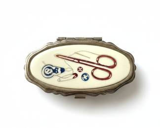 Enameled Sewing Kit Pill Box