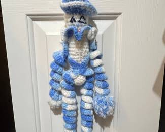 Hand-Crocheted "Snowman" Figurine with Striped Hat