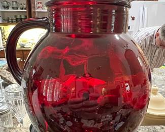 Anchor Hocking Royal Ruby Glass Pitcher with Lid