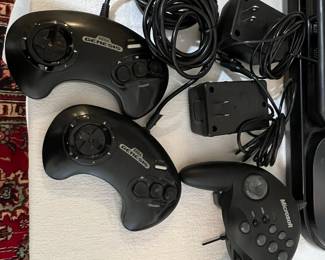 Sega Genesis Console with Controllers and Microsoft Sidewinder Gamepad