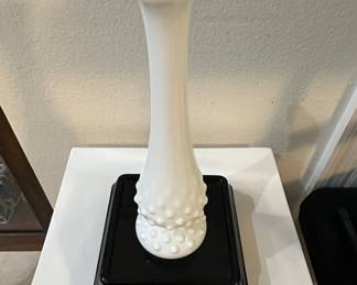 Fenton White Hobnail Milk Glass Swung Vase