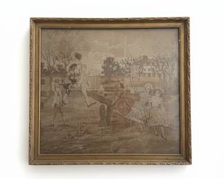 Antique French Courting Scene Tapestry