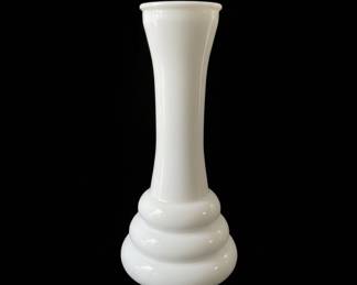 White Milk Glass "Beehive" Bud Vase