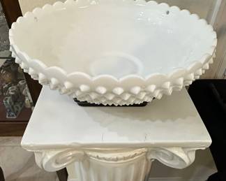 Avon Hobnail Milk Glass Pitchers and Bowl Set