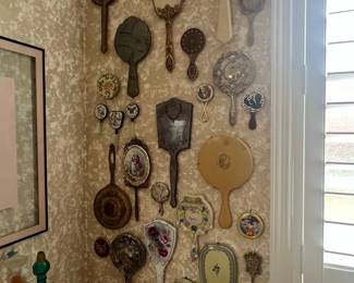 Collection of Vintage Hand Mirrors and Decorative Items