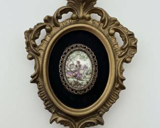 Ornate Gilt Frame with Limoges Porcelain Plaque