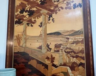 Vintage Sorrento Marquetry Wood Inlay Wall Art Panel