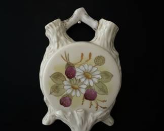 Vintage Porcelain Wall Pocket Vase with Floral Motif