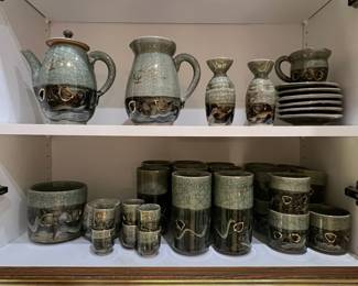 Vintage Somayaki Japanese Crackle Glaze Ceramic Tea Set