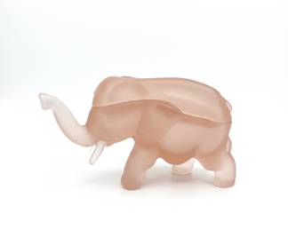 Tiara Indiana Pink Frosted Glass Elephant Trinket Box
