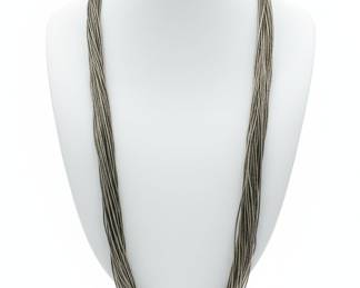 Sterling Silver Multi-Strand Liquid Silver Necklace