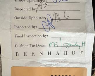 Bernhardt Black Leather Sofa with Carved Trim and Bun Feet