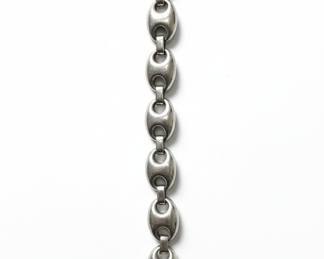 GSJ Sterling Silver Puff Chain Bracelet