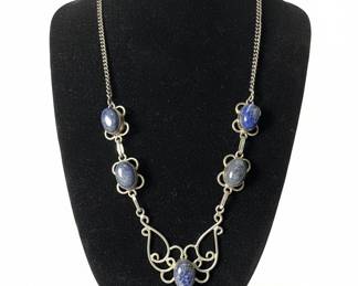 Sterling Silver Lapis Lazuli Filigree Necklace