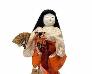 Japanese Kokeshi Doll with Fan and Drum