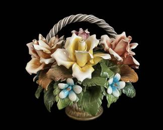 Capodimonte Porcelain Floral Basket