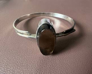 Georg Jensen Sterling Silver and Smoky Quartz Bangle Bracelet