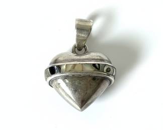 Mexican Sterling Silver and Stone Inlay Pendant