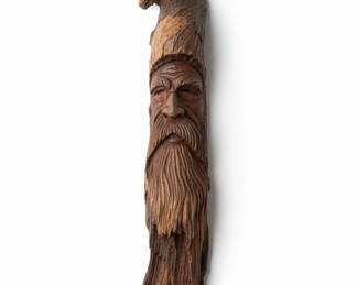 Carved Wood Spirit Face Wall Hanging by L. Hoffman