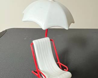 Miniature Beach Chair and Umbrella Figurine