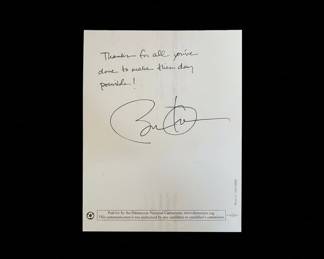Barack Obama Signed "Thanks for all you've done to make this day possible!" Card with Photo