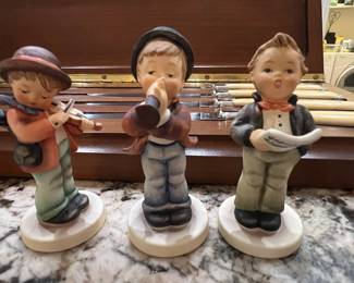 Goebel Hummel "Little Fiddler", "Street Singer", and "Serenade" Figurines