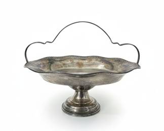 Sterling Silver Plated Footed Compote with Handle